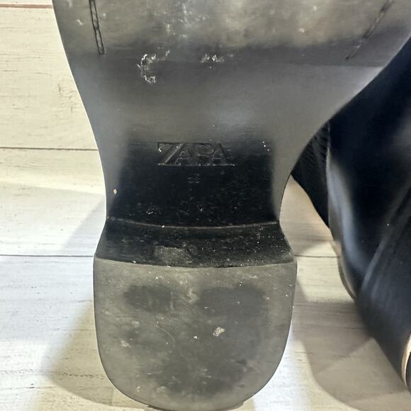 Zara Chelsea Boots Women’s Sz.7.5 Black Booties Shoes Casual Party - Picture 7 of 10